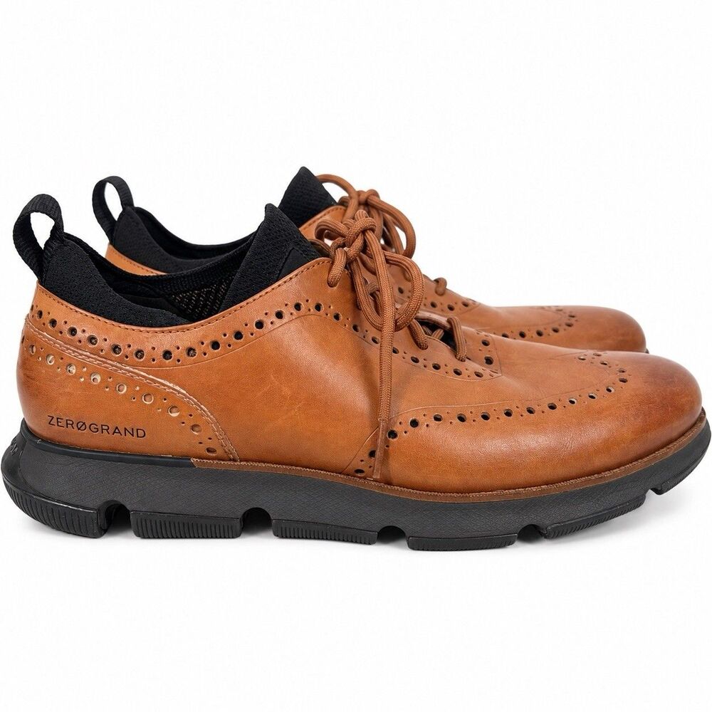 Cole Haan Zerogrand Mens 12 Brown Leather Wingtip Oxford Brogue Dress Sneakers